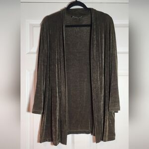 Slinky Brand Super Stretchy Olive Green Open Front Cardigan